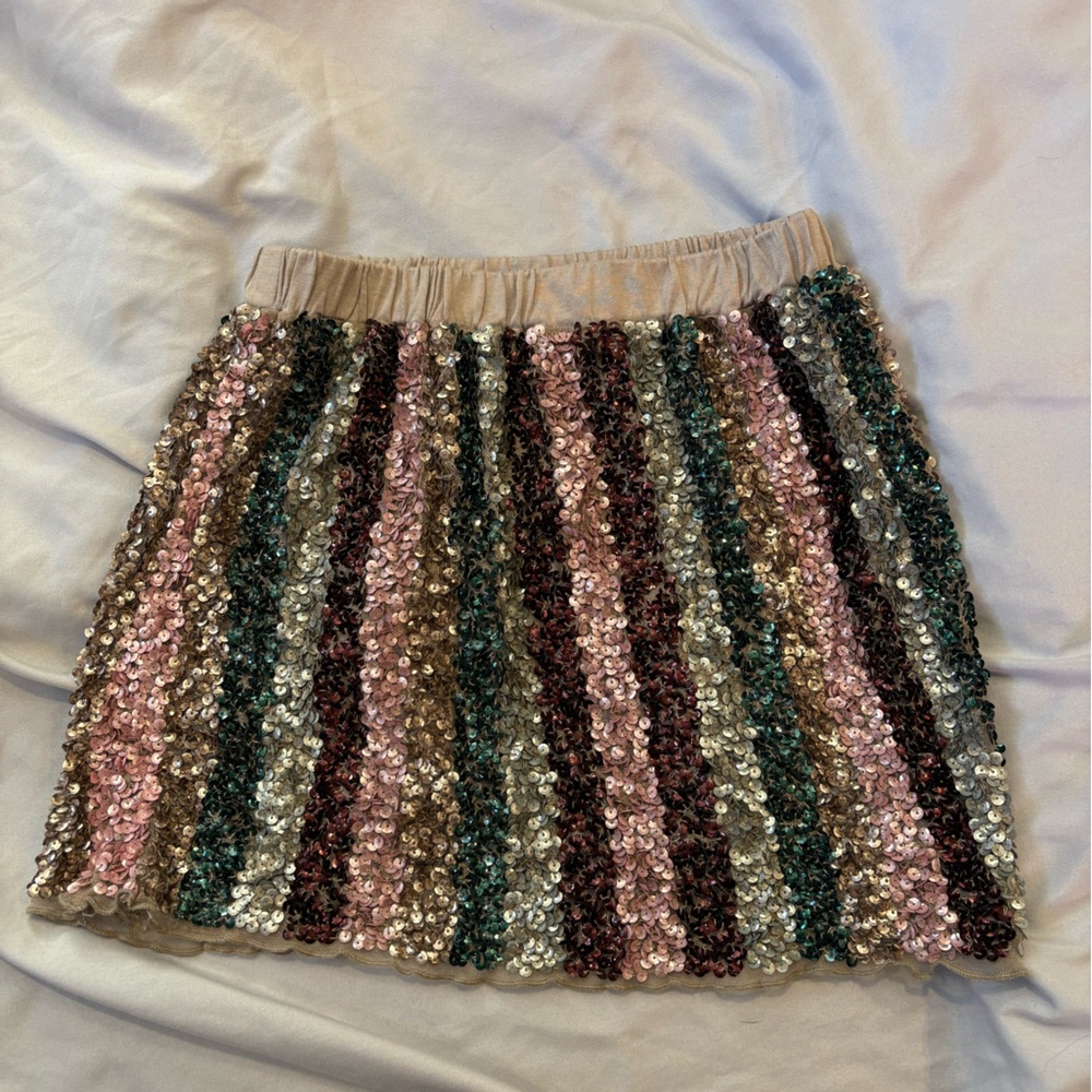 Kids girls Sequin Striped Skirt - Multicolor